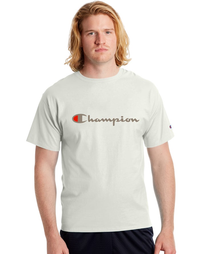 Champion Classic Jersey Script Logo Erkek Tişört Beyaz ( FKDSAU612 )